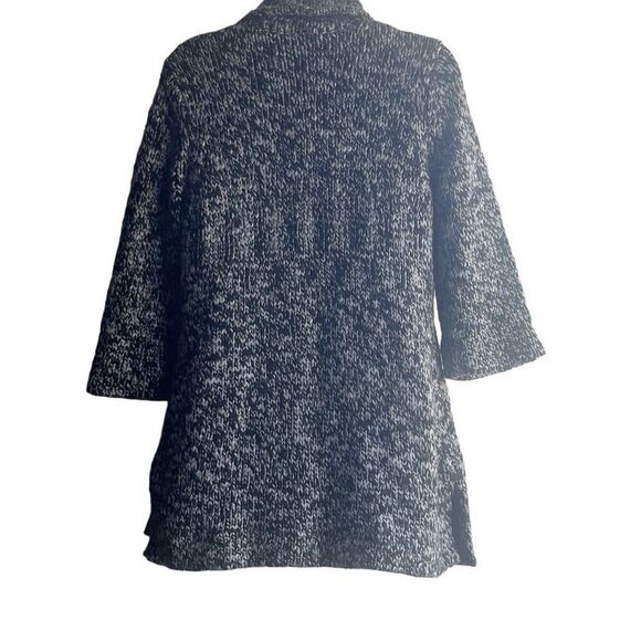 Pendleton Black Gray Marled Sweater Coat 3 Button Med Petite Wool Blend Grandma - Picture 2 of 11